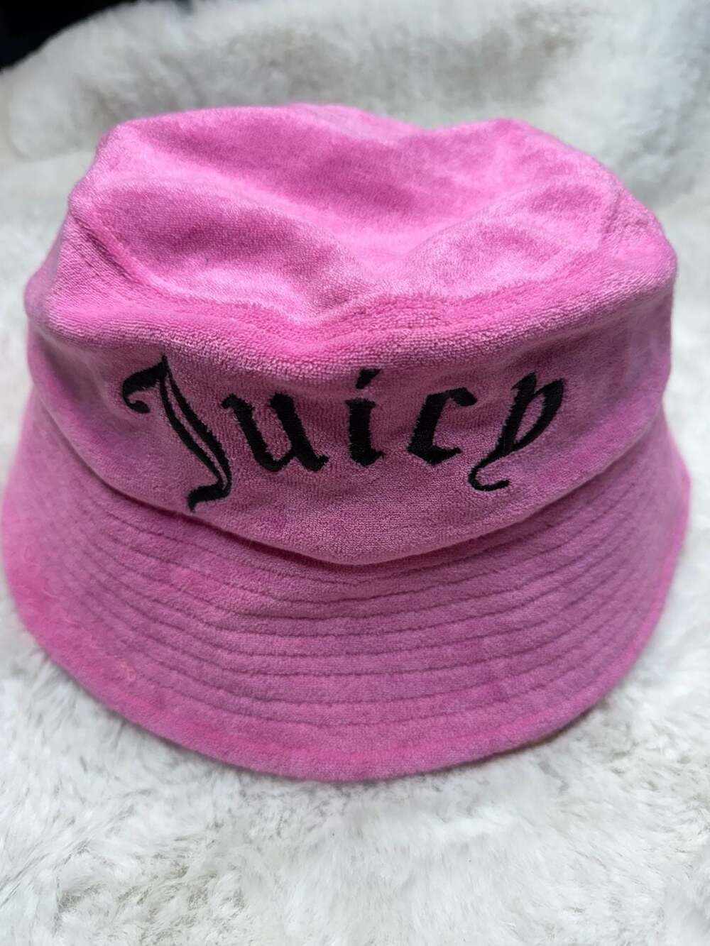 Juicy Couture x Forever 21 Pink Terry Cloth Bucket Hat with Embroidered Logo